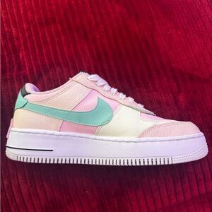 Nike Air Force One Pastel Pink and Mint Sneakers